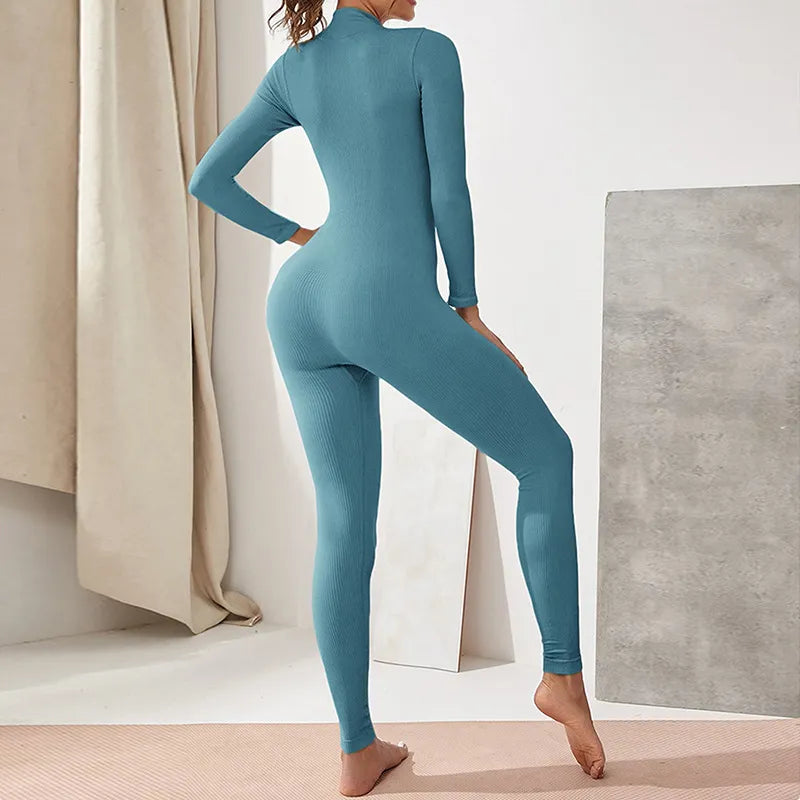 Seamless Zipper Yoga Bodysuit