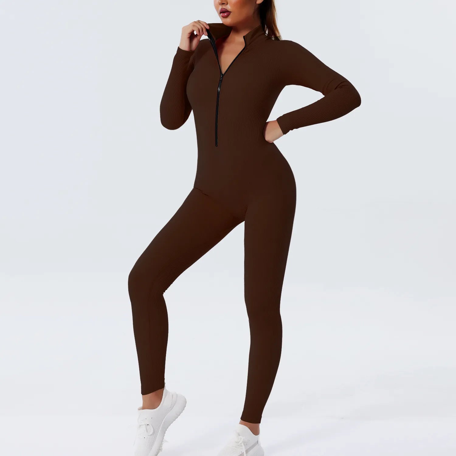 Seamless Zipper Yoga Bodysuit