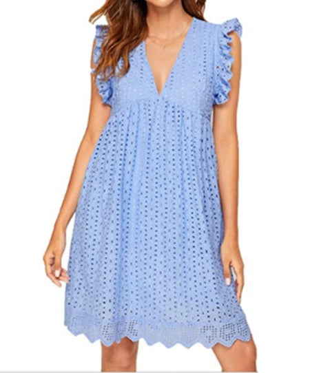 BreezyBloom Sleeveless Jacquard Beach Dress