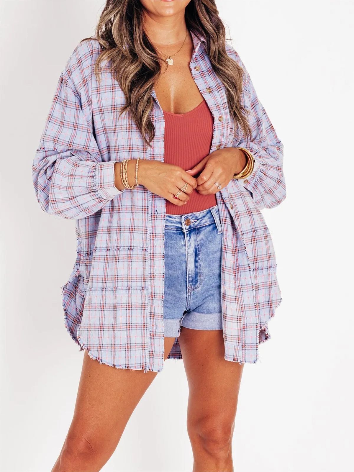 Autumn Breeze Plaid Tassel Shirt