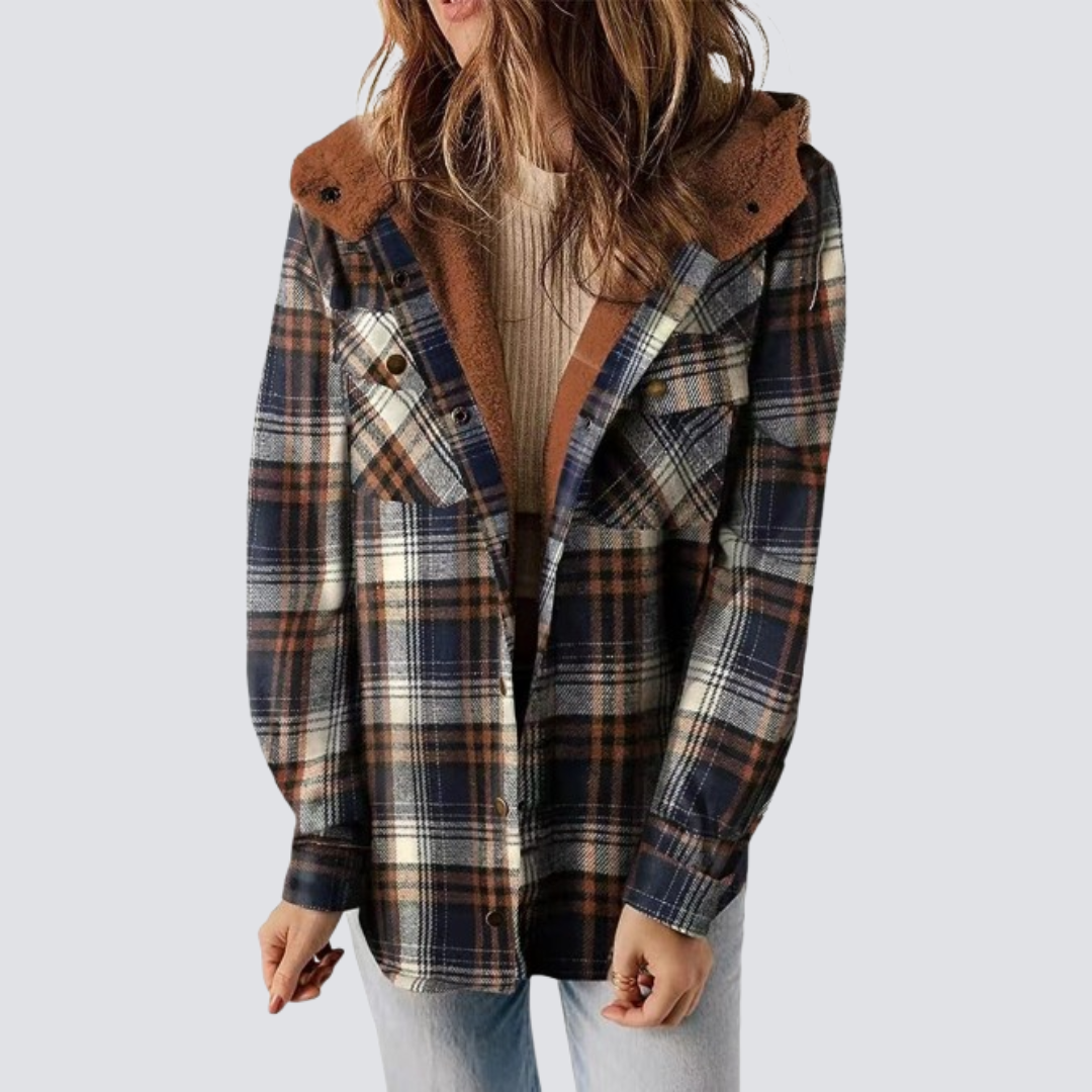 Casual Plaid Woolen Hooded Coat