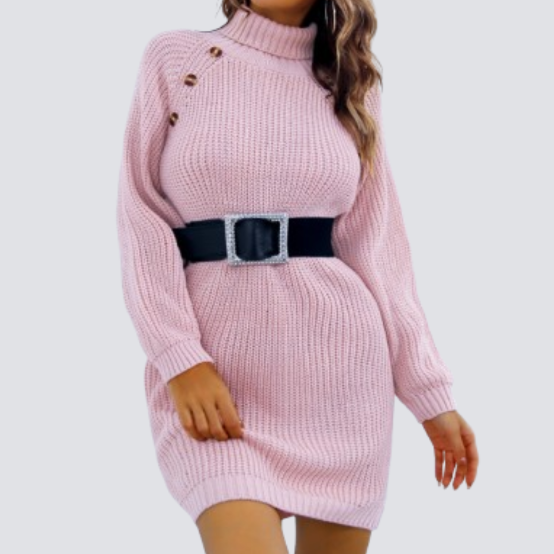 CozyChic Turtleneck Sweater Dress