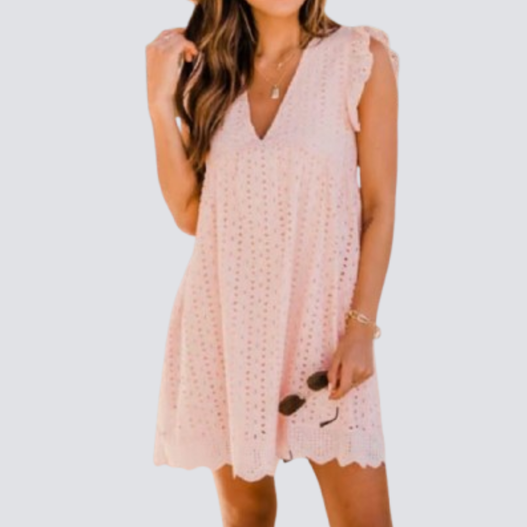 BreezyBloom Sleeveless Jacquard Beach Dress