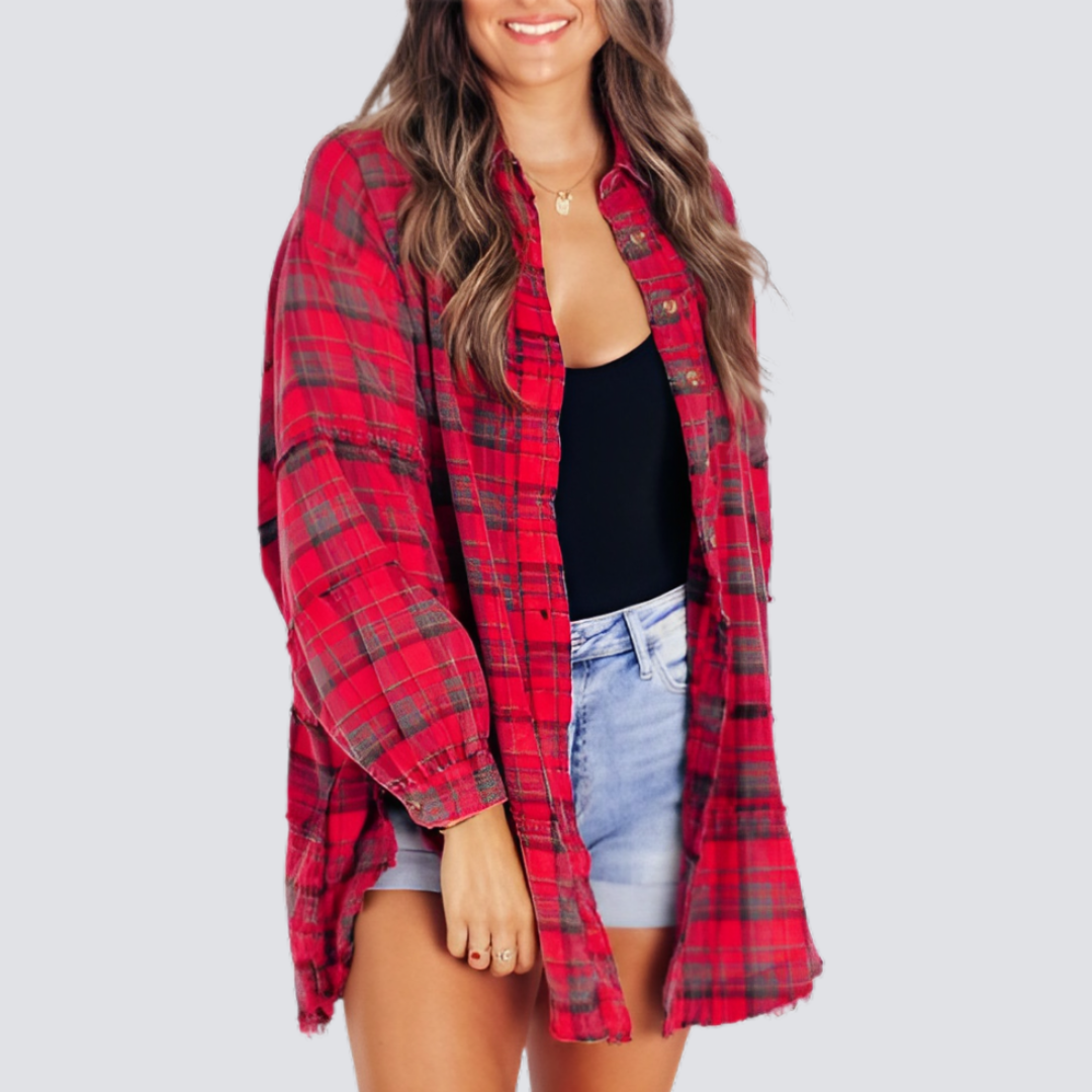 Autumn Breeze Plaid Tassel Shirt