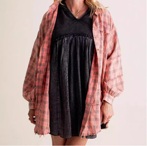 Autumn Breeze Plaid Tassel Shirt