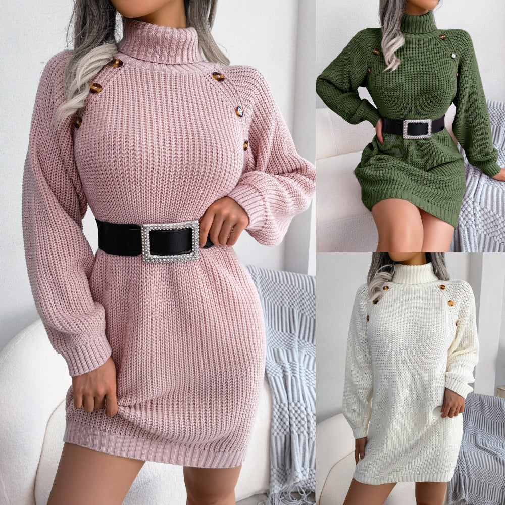 CozyChic Turtleneck Sweater Dress