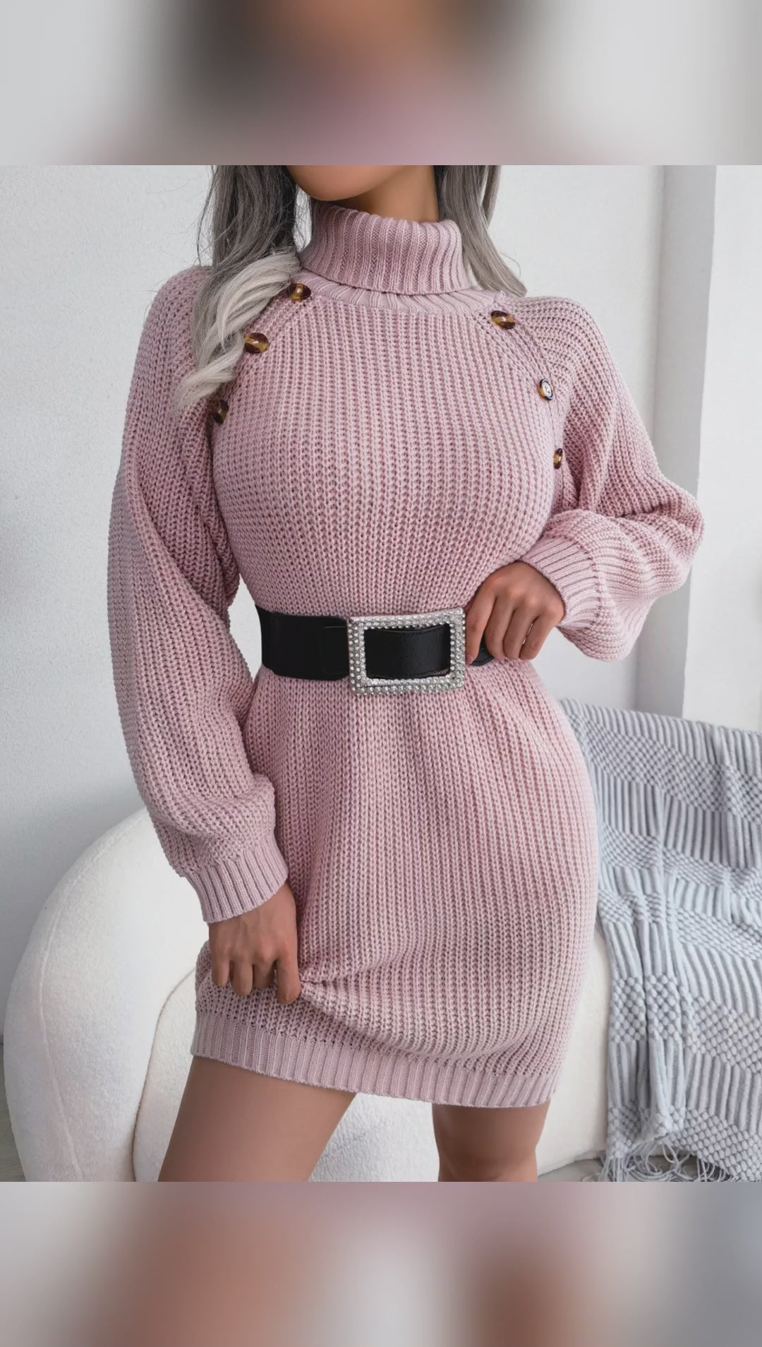 CozyChic Turtleneck Sweater Dress